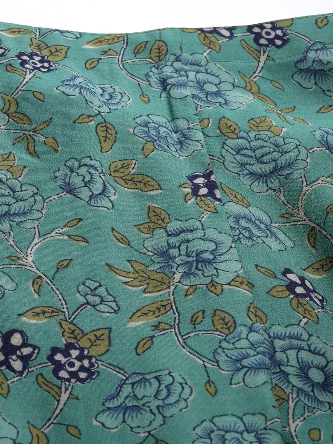 

Green Printed Cotton Trousers