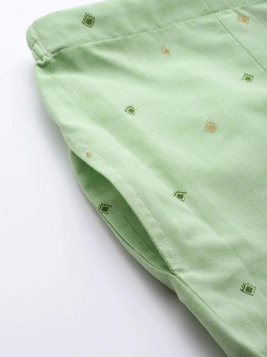 Green Printed Cotton Trousers - Libas