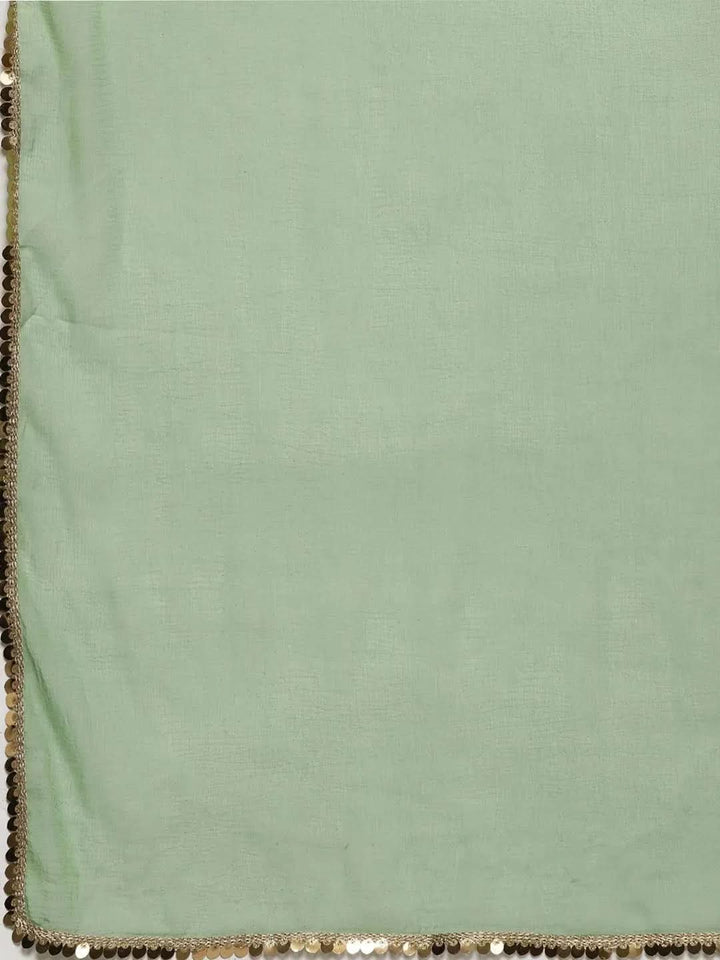 Green Printed Georgette A-Line Suit Set - Libas