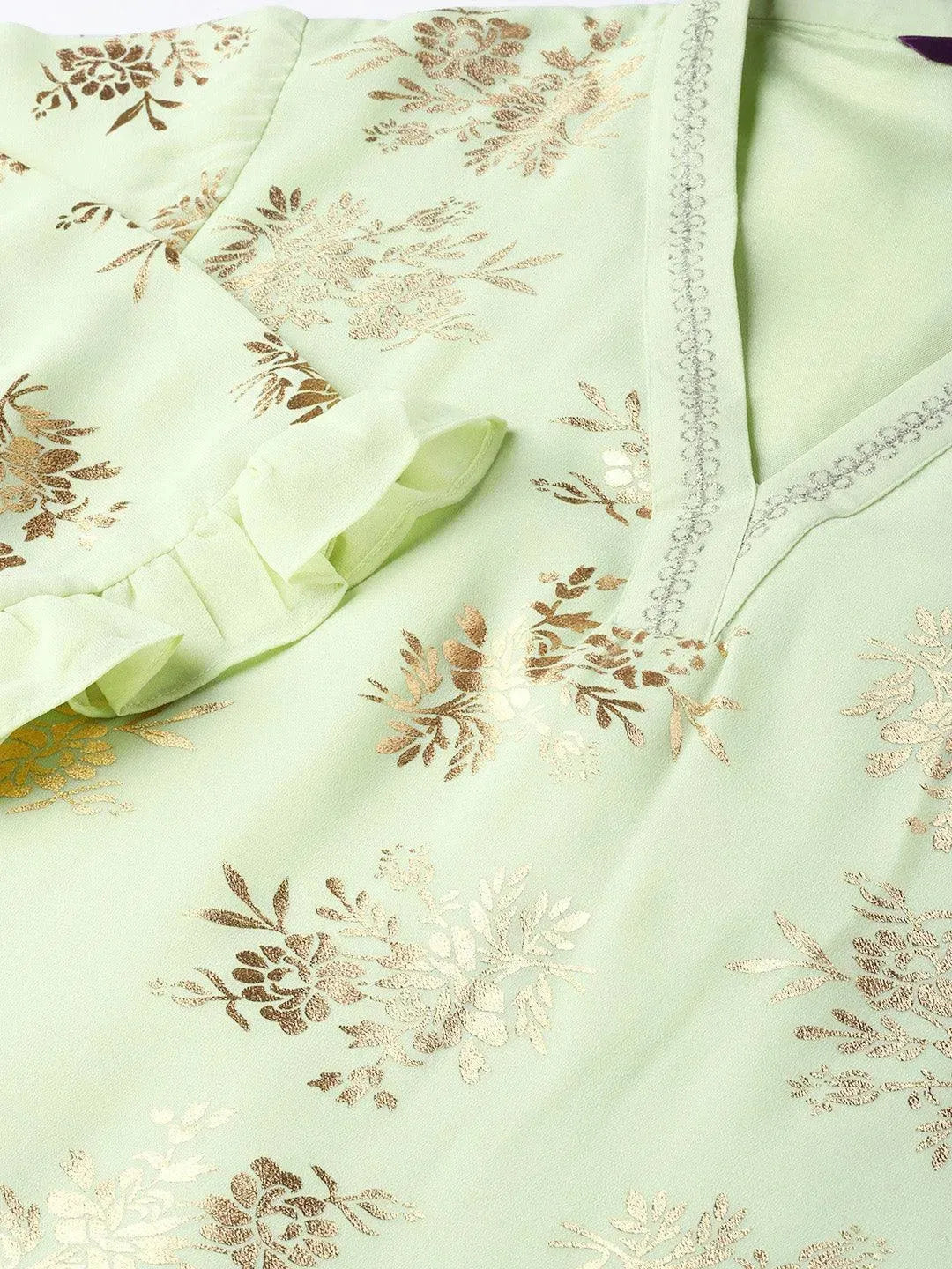 Green Printed Georgette Suit Set - Libas 