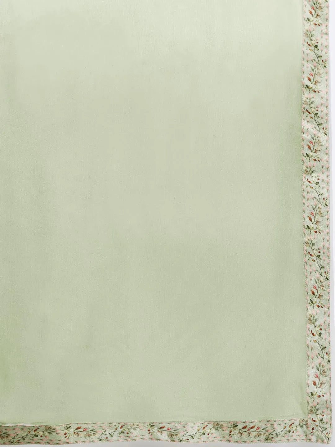 Green Printed Organza A-Line Kurta With Palazzos & Dupatta - Libas 