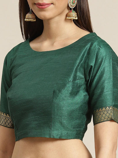 Green Printed Polyester Saree - Libas