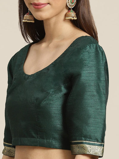 Green Printed Polyester Saree - Libas