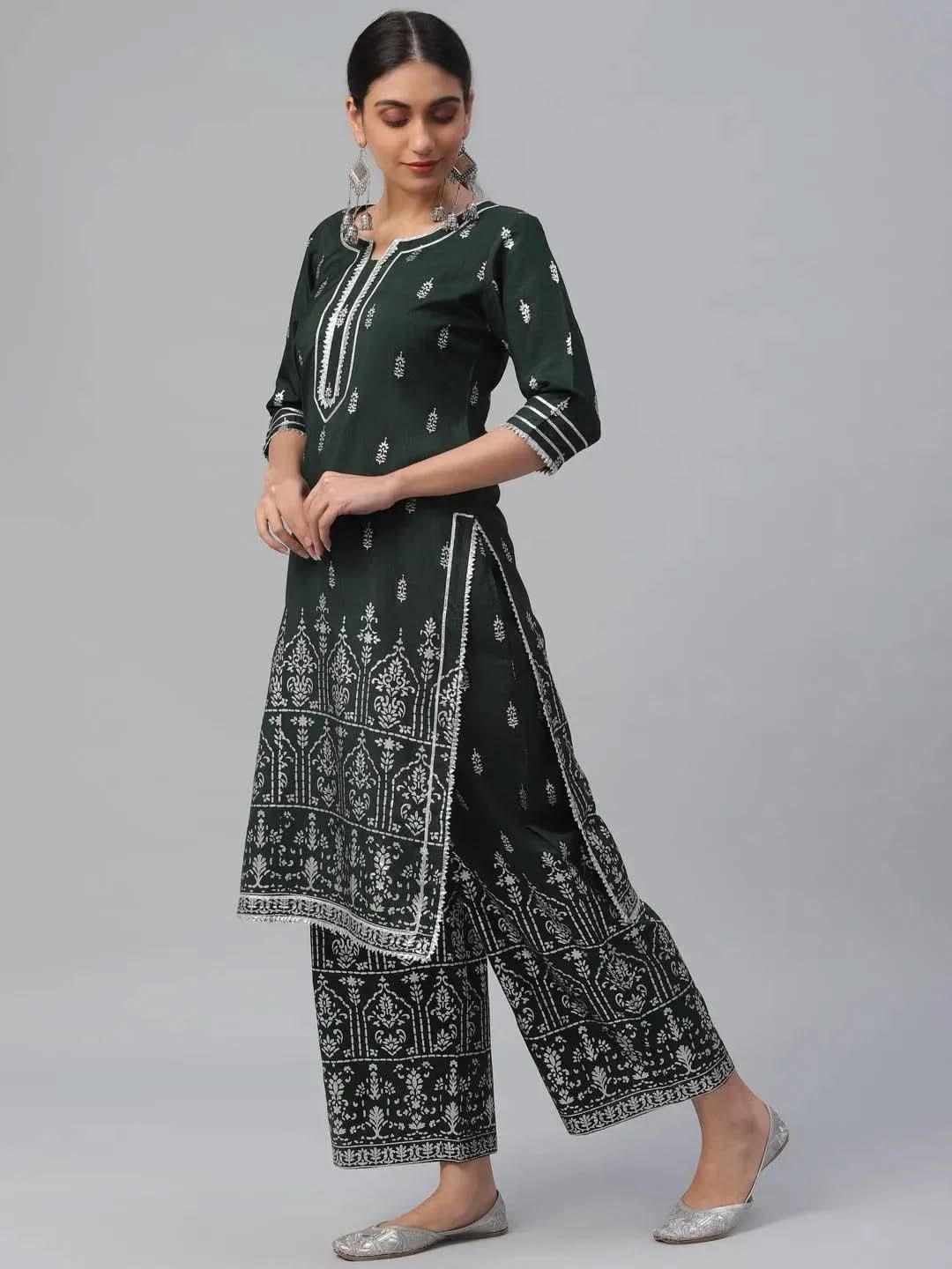 

Buy Green Printed Polyester Suit Set - 6865-XS | Libas Ethnic Wear Online
