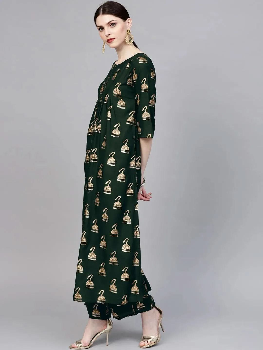 

Buy Green Printed Rayon Kurta Set - 5788- | Libas Ethnic Wear Online
