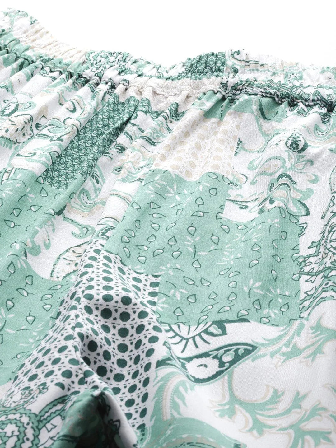 Green Printed Rayon Co-Ords - Libas 