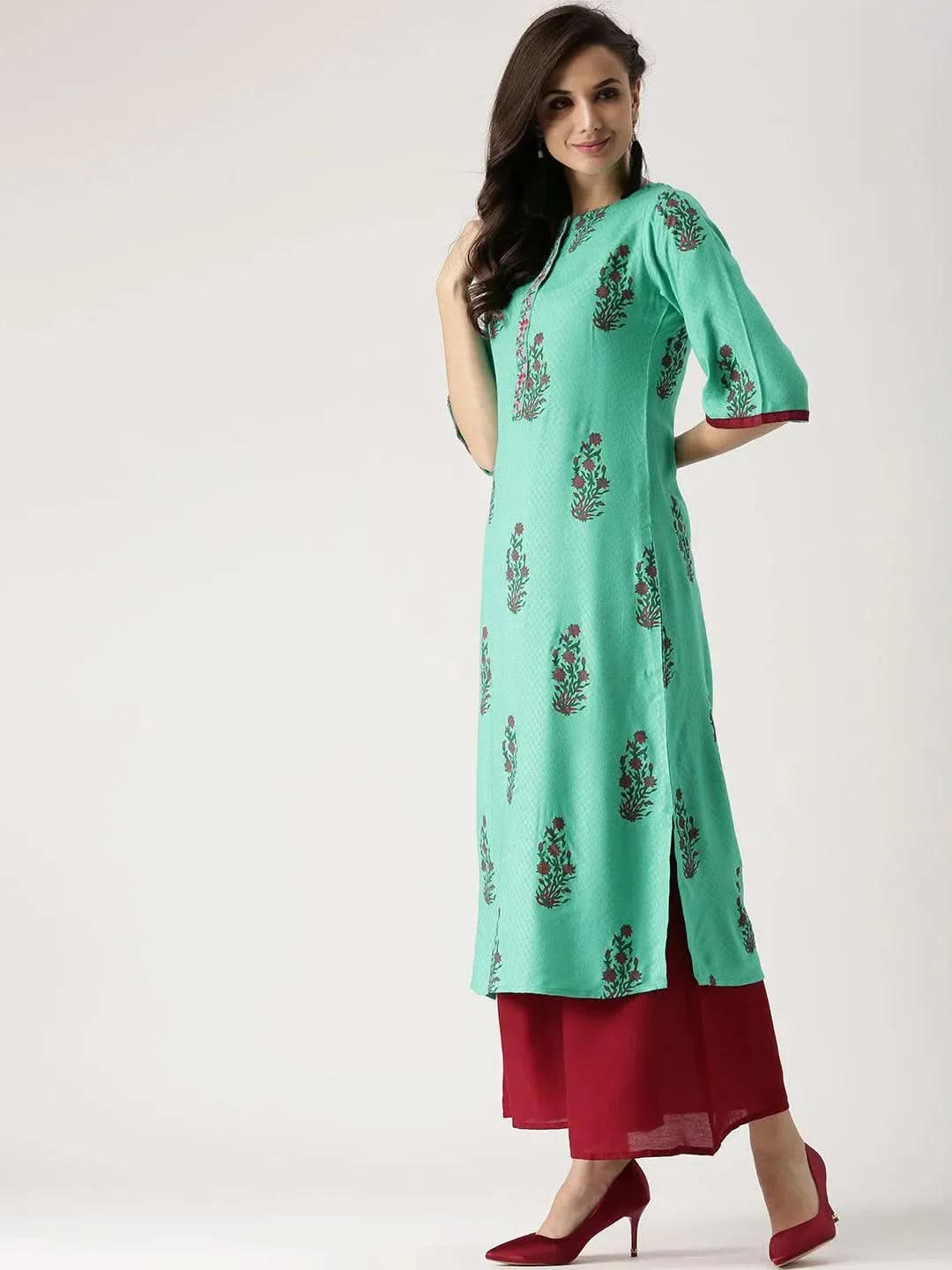 libas Green Printed Rayon Kurta-picture-30
