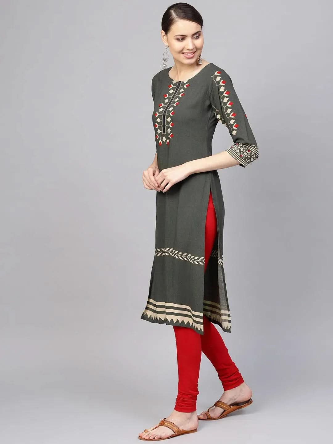 

Buy Green Printed Rayon Kurta - 8463- | Libas Ethnic Wear Online