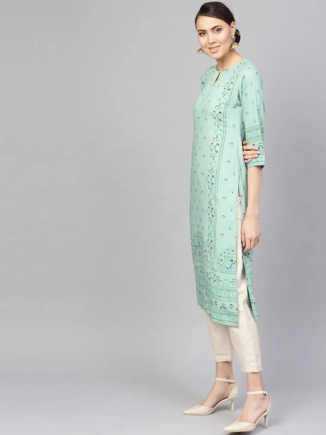 

Green Printed Rayon Kurta