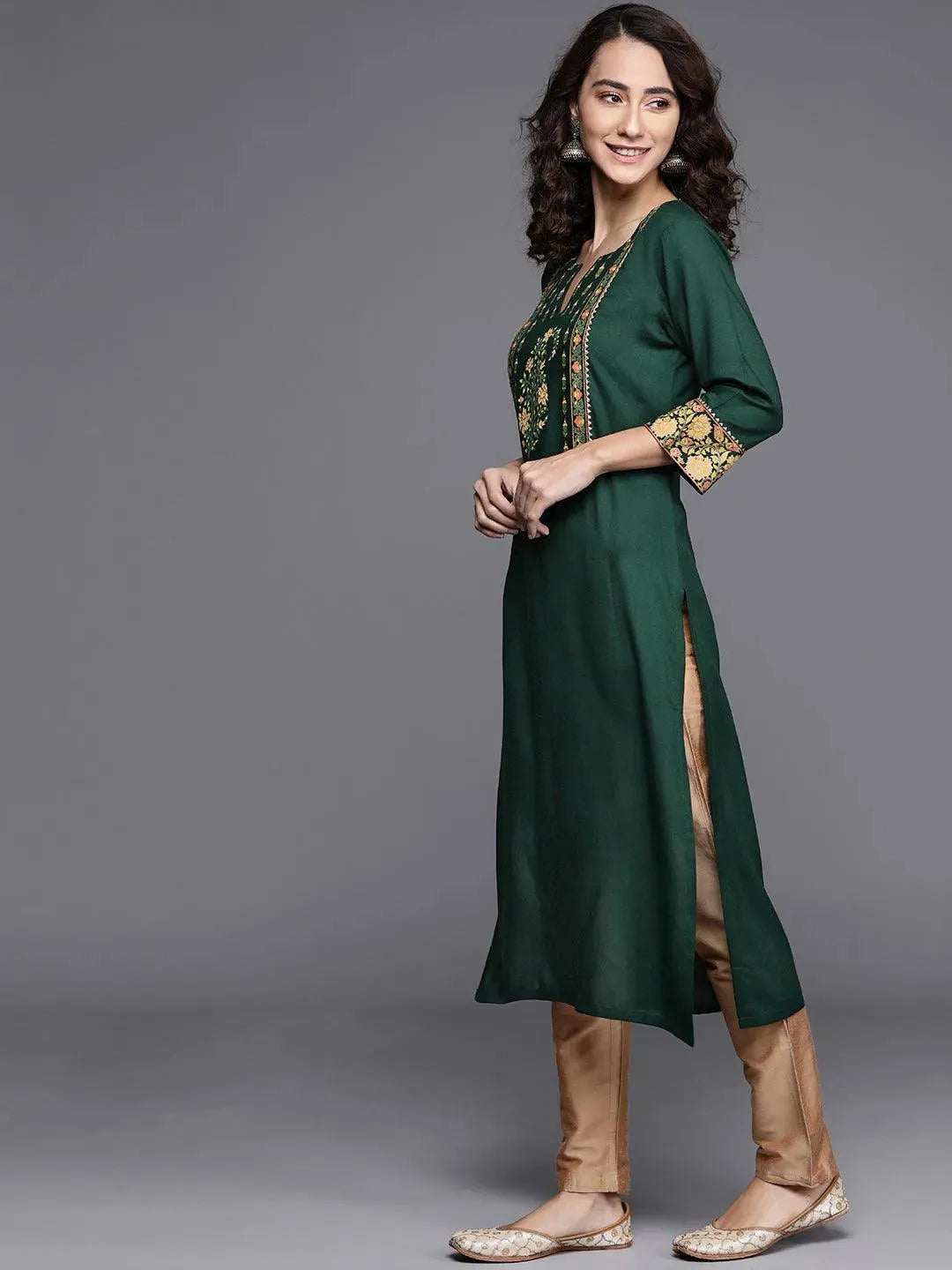 Buy Green Printed Rayon Kurta Online at Rs.524 Libas