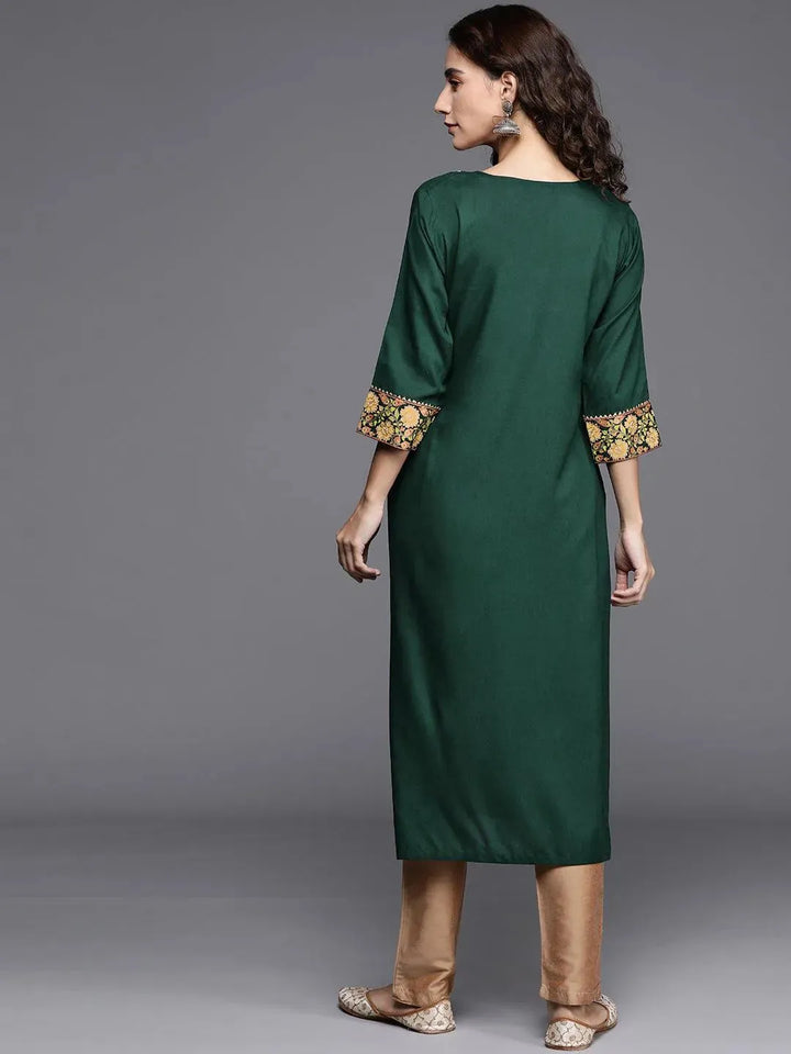 Green Printed Rayon Kurta - Libas