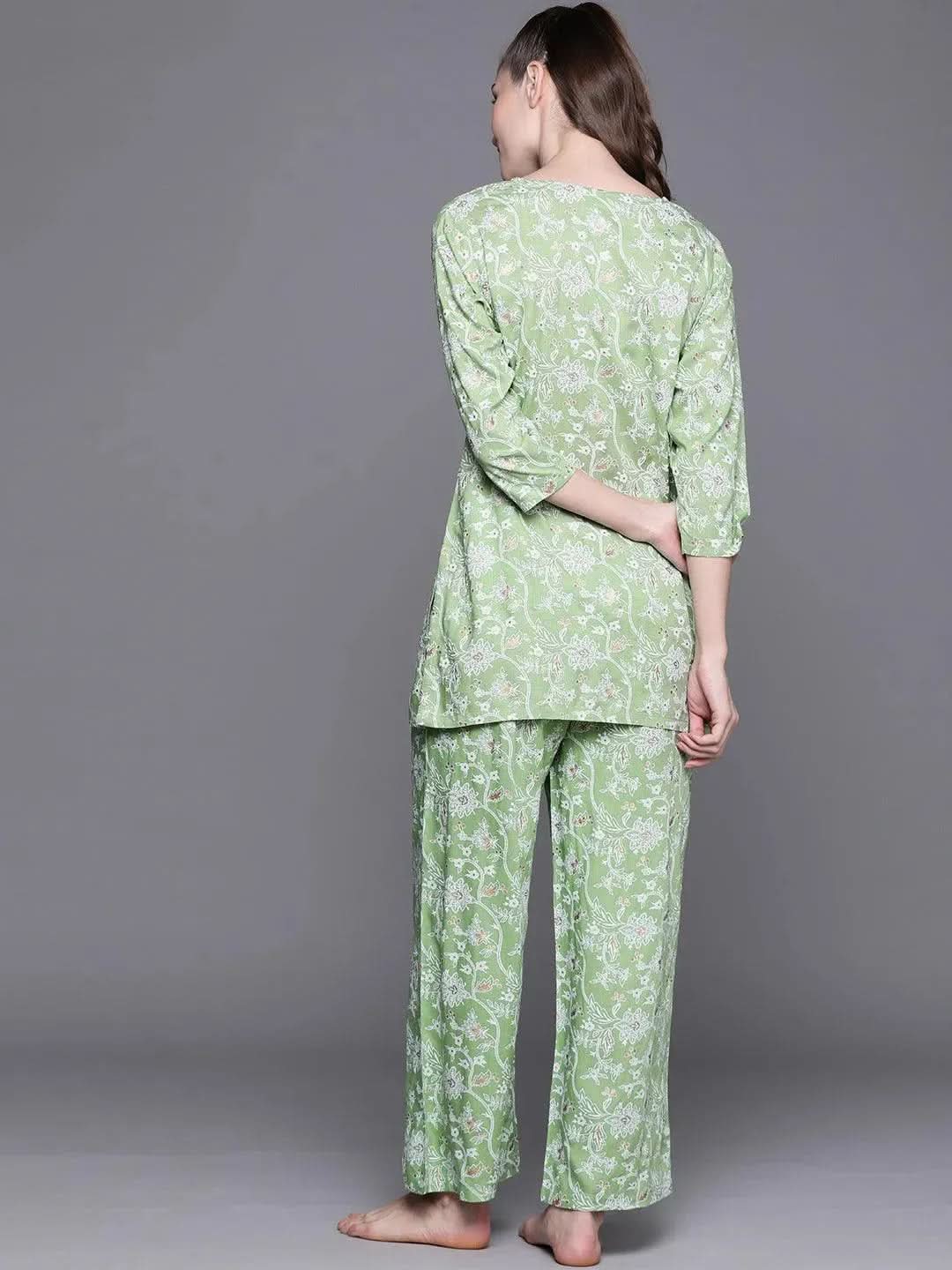

Buy Green Printed Rayon Night Suit - 50018-XXL | Libas Ethnic Wear Online