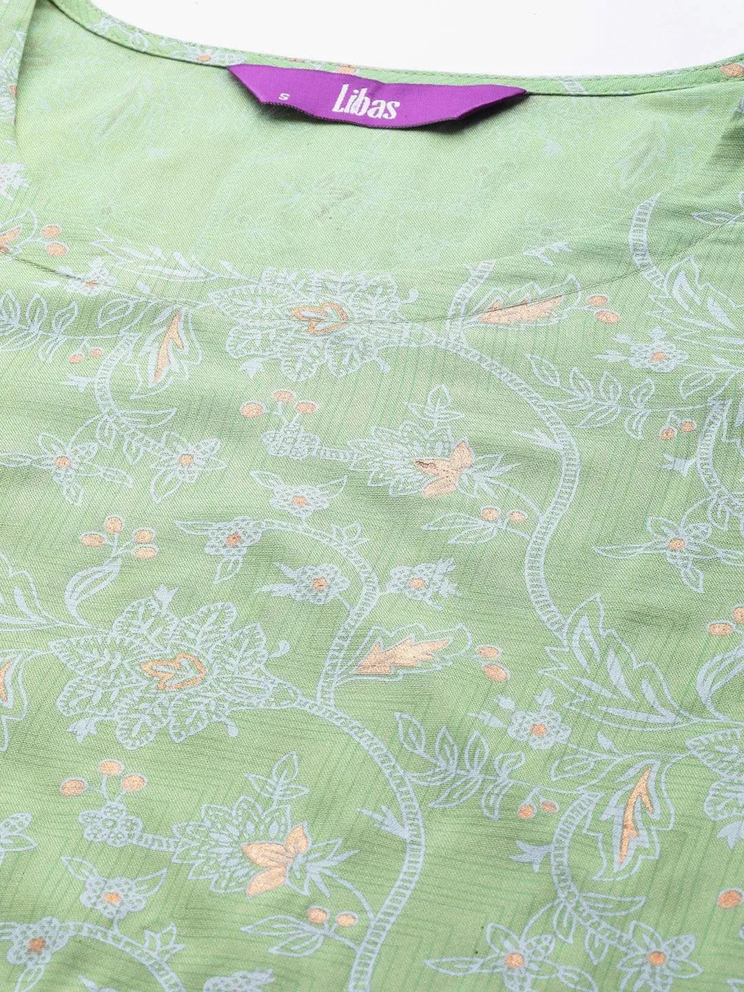 Green Printed Rayon Night Suit - Libas 