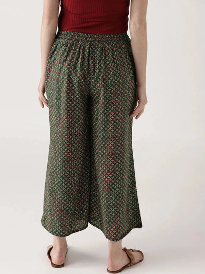 Green Printed Rayon Palazzos - Libas