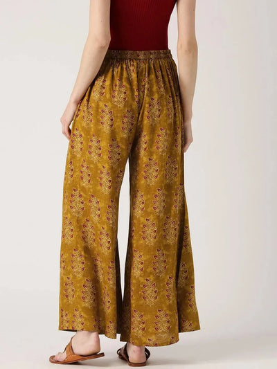 Green Printed Rayon Palazzos - Libas