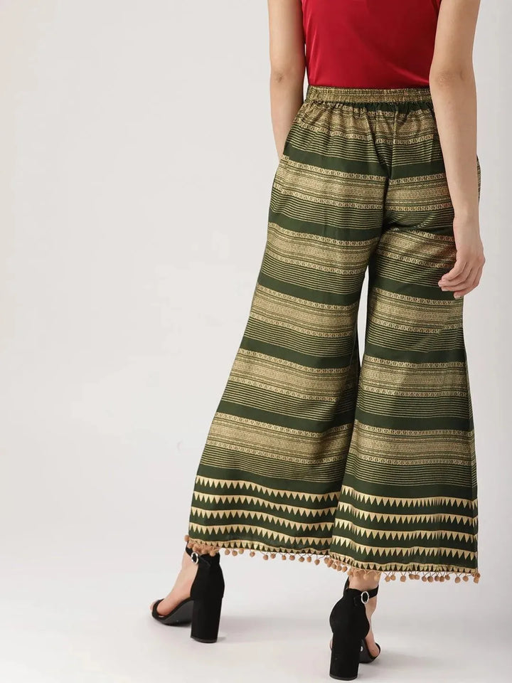 Green Printed Rayon Palazzos - Libas