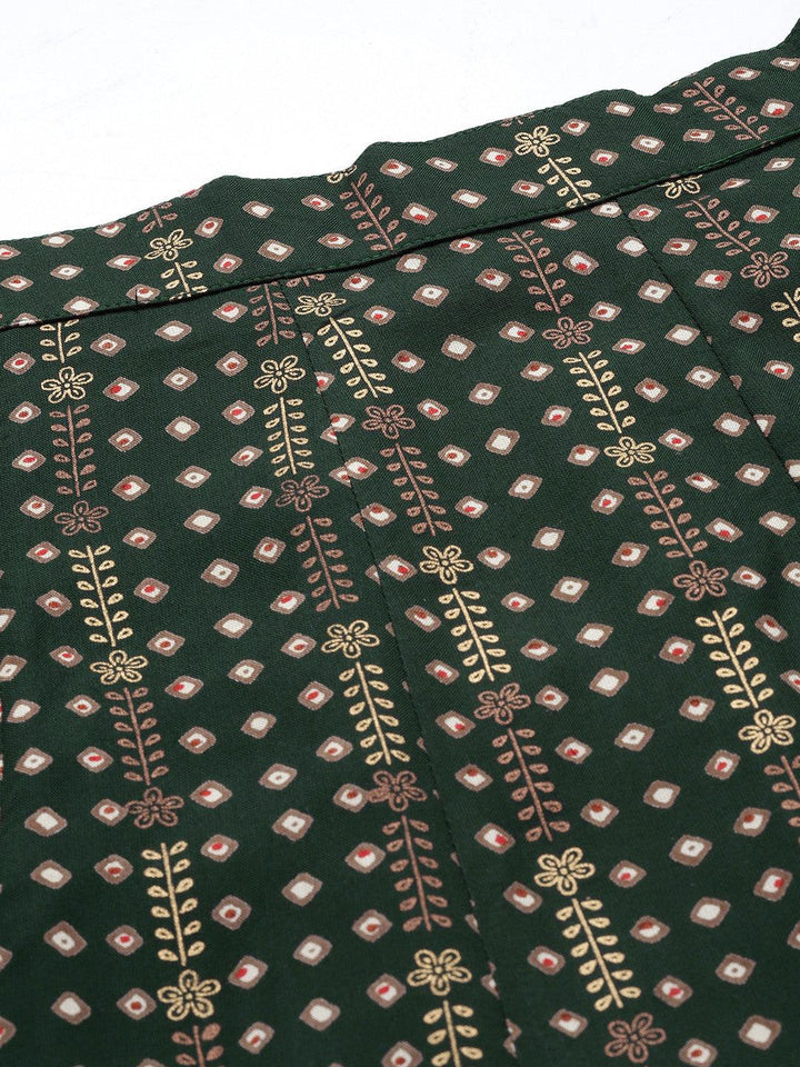 Green Printed Rayon Skirt - Libas
