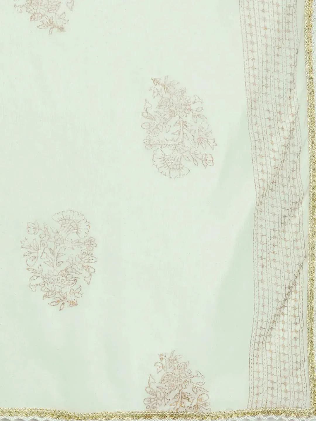Green Printed Rayon Straight Suit Set - Libas 
