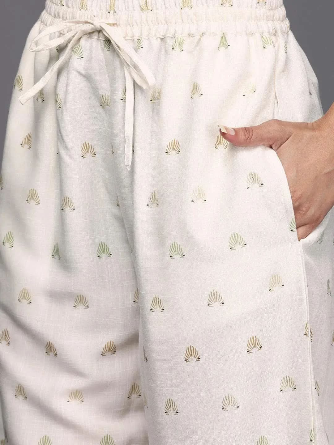 Green Printed Rayon Straight Suit Set - Libas 