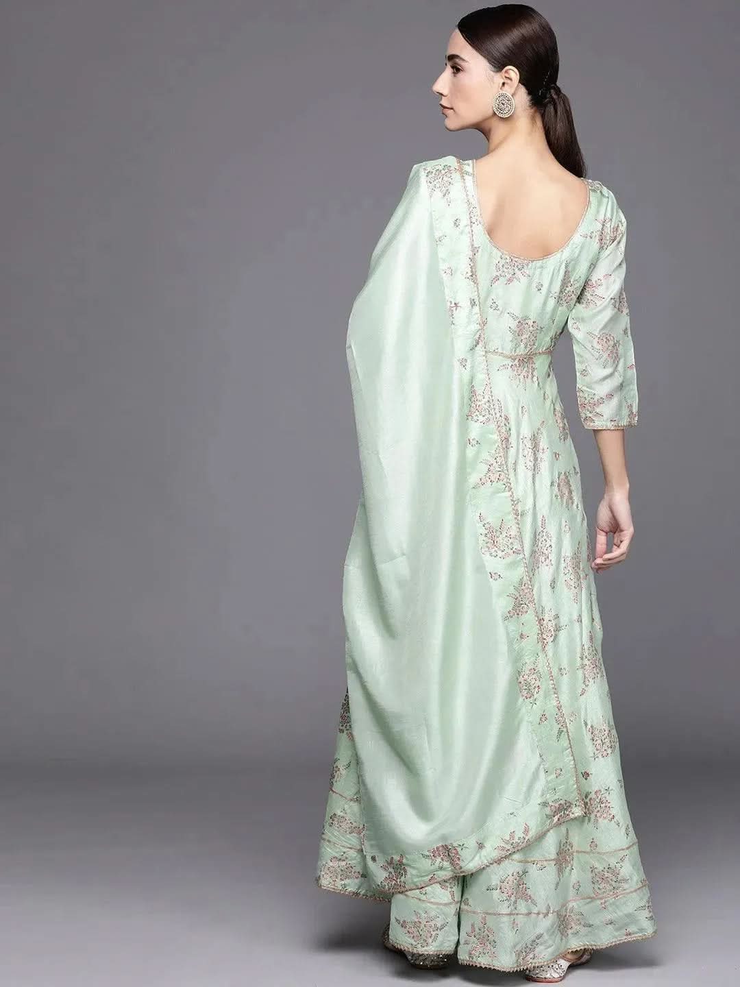 

Buy Green Printed Silk Blend Anarkali Dress With Dupatta - 20293O-XS | Libas Ethnic Wear Online