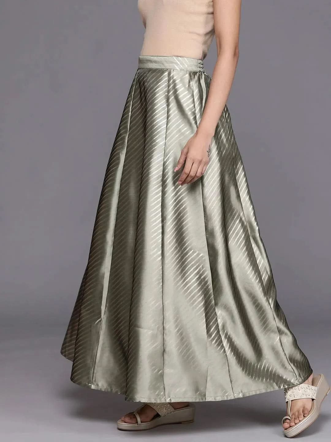 

Green Printed Silk Blend Skirt