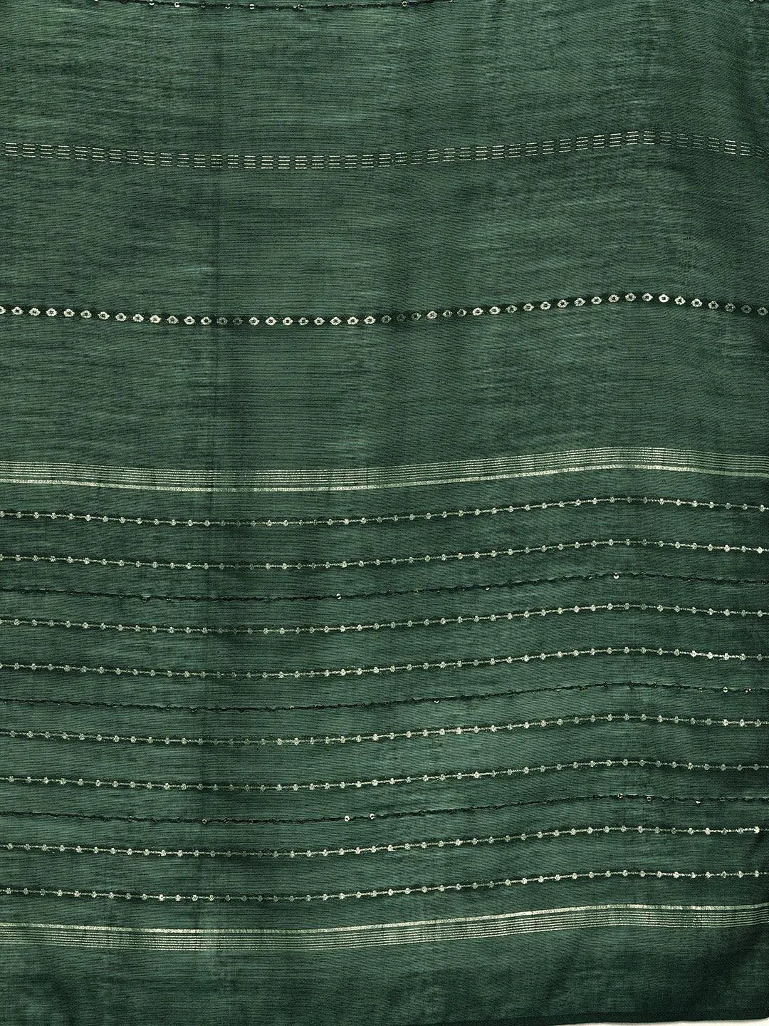 Green Printed Silk Blend Straight Kurta With Trousers & Dupatta - Libas 