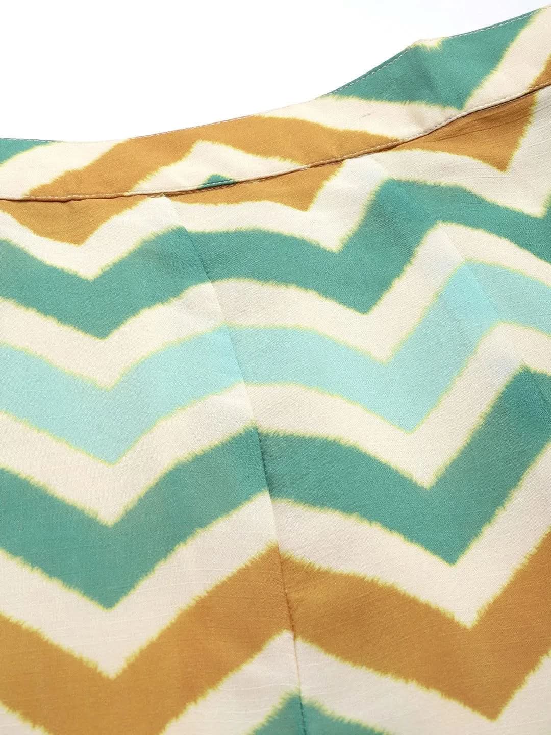 

Green Printed Silk Skirt