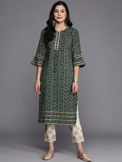 Dark Green Rayon Kurti - Peach Palazzo – Spark In Style, LLC