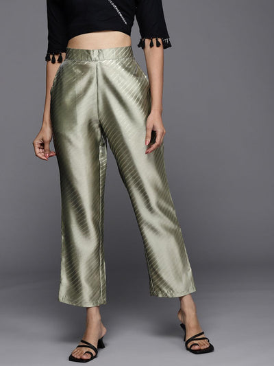 Green Printed Silk Trousers - Libas