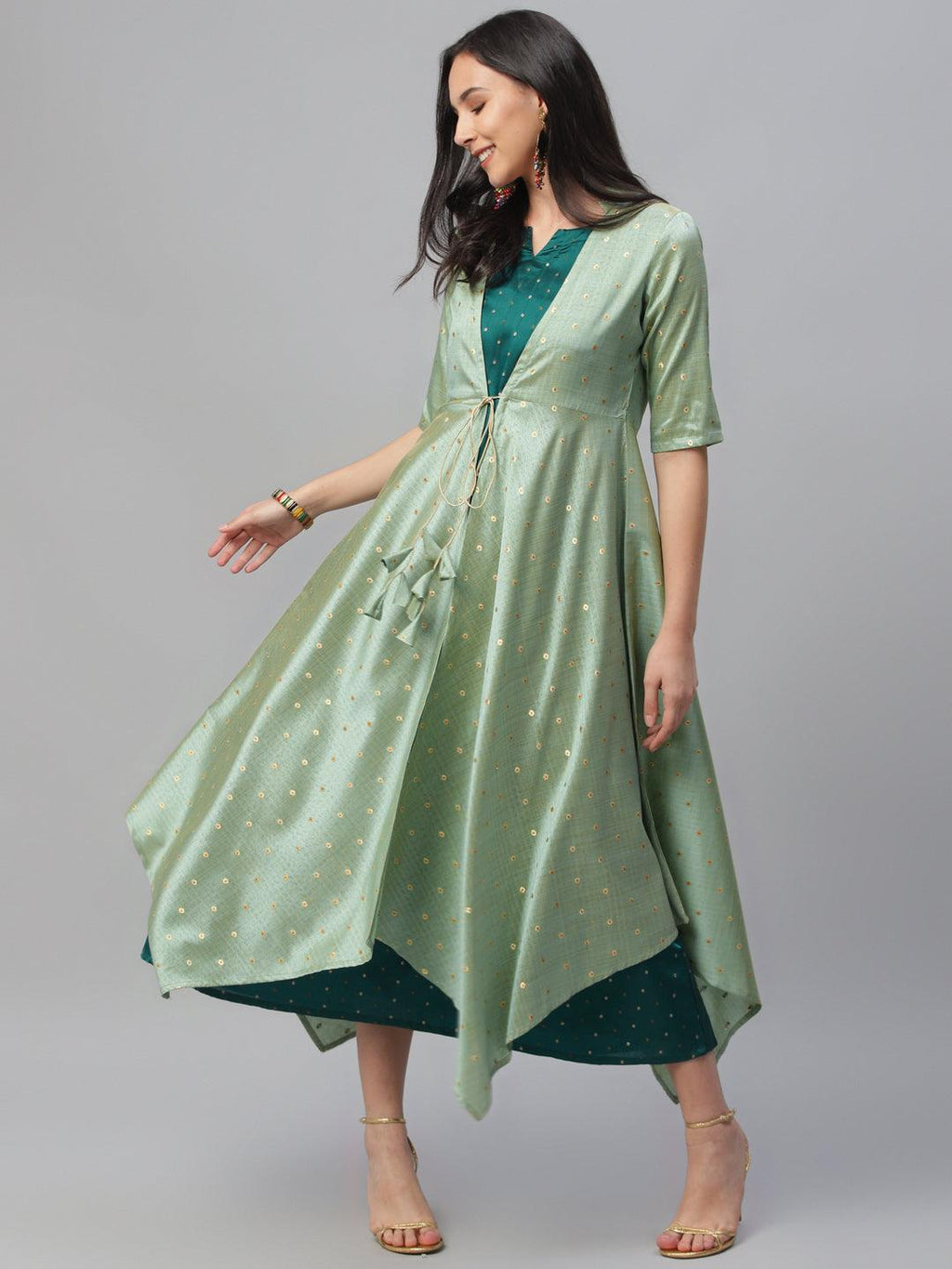 Designer Gown : Designer long gown with long shrug