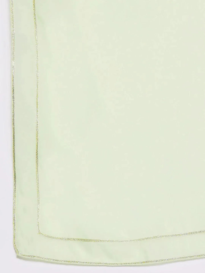 Green Self Design Georgette Anarkali Suit Set - Libas