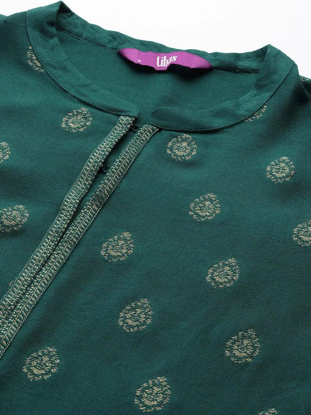 Green Self Design Pashmina Wool Straight Suit Set - Libas 