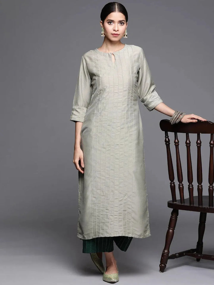 Green Solid Chanderi Silk Kurta - Libas