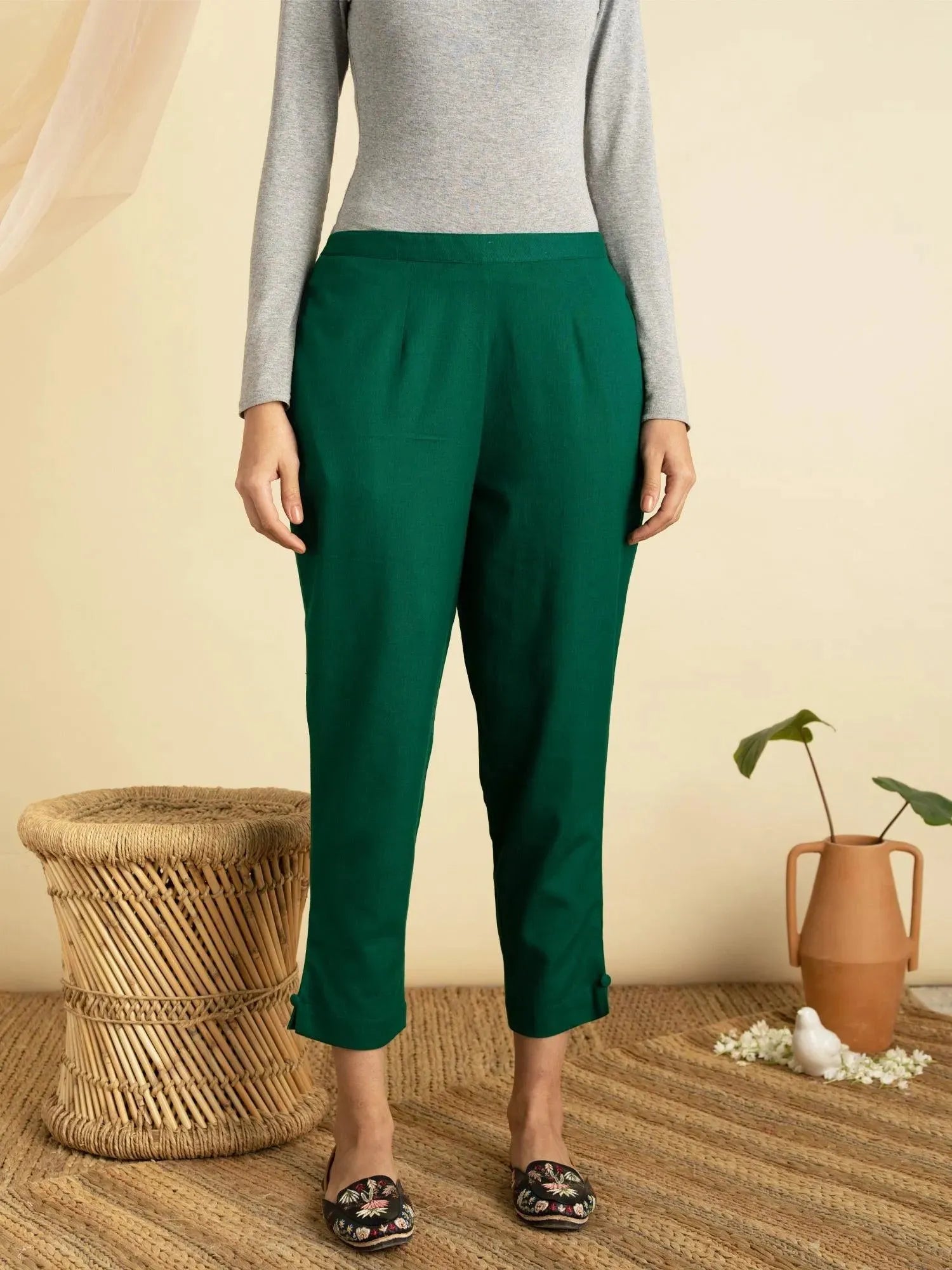 

Buy Green Solid Cotton Trousers - PL871O- | Libas Ethnic Wear Online