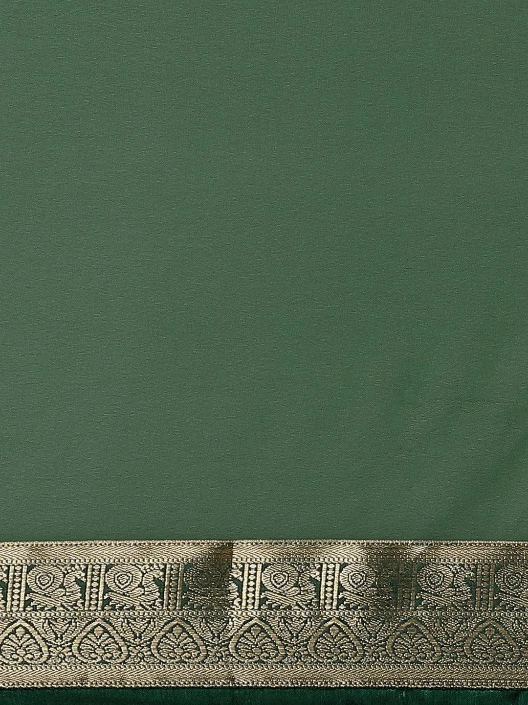 Green Solid Georgette Saree - Libas 