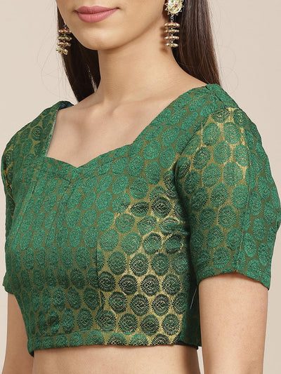 Green Solid Georgette Saree - Libas