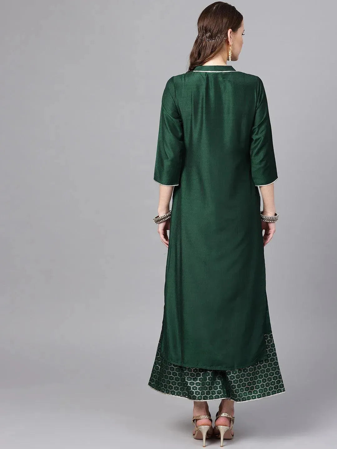Green Solid Muslin Kurta Set - Libas 