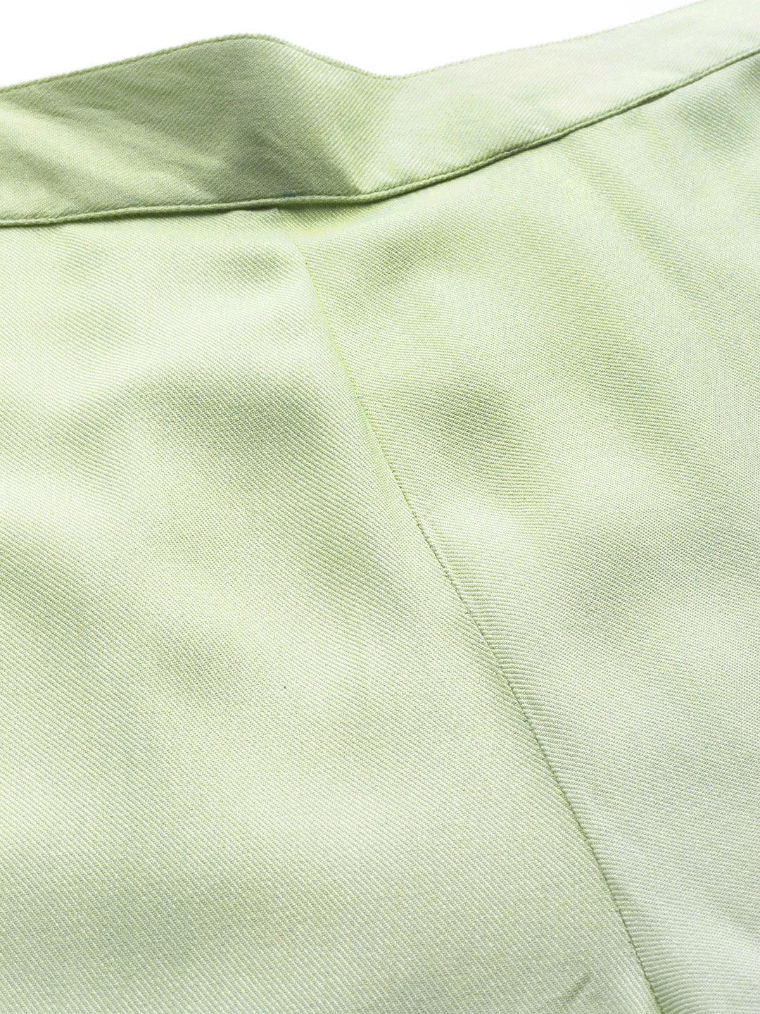 Green Solid Pashmina Wool Trousers