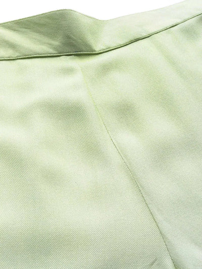 Green Solid Pashmina Wool Trousers - Libas