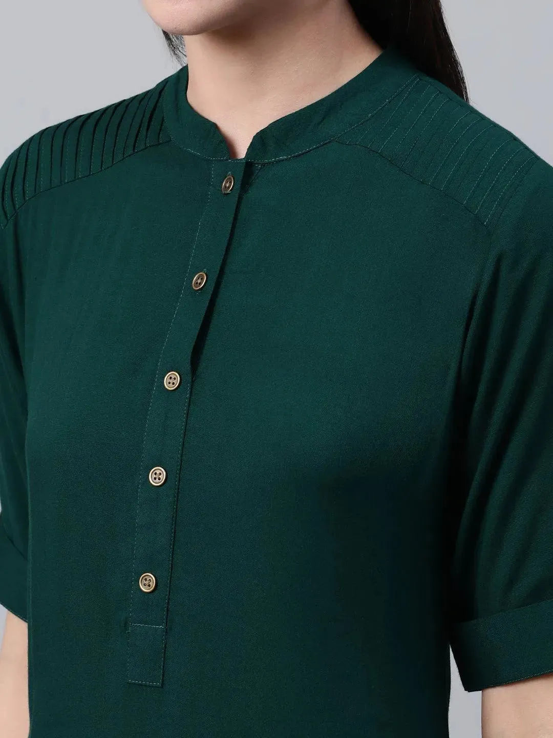 Green Solid Rayon Kurta - Libas