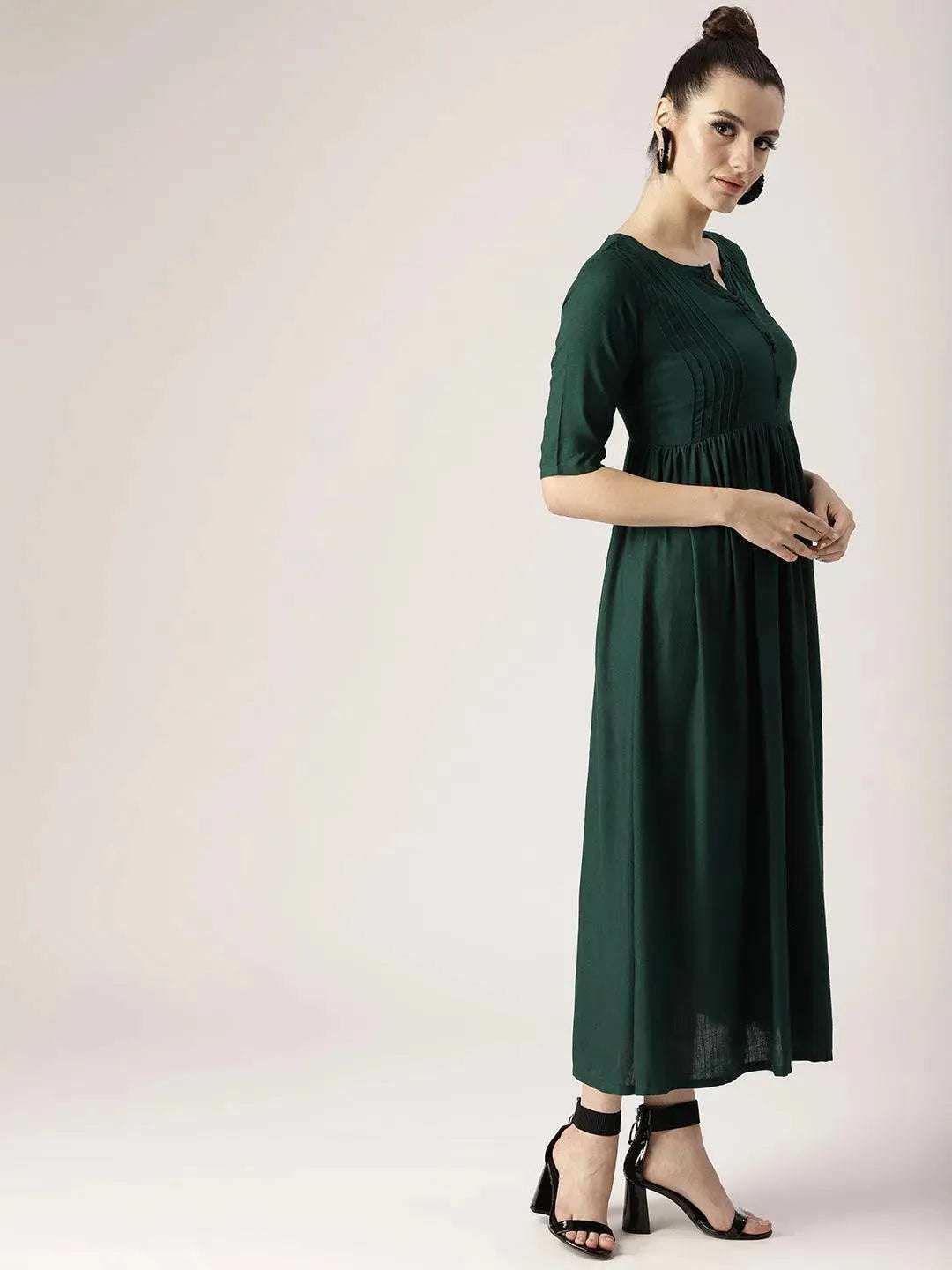Green Solid Rayon Kurta - Libas 