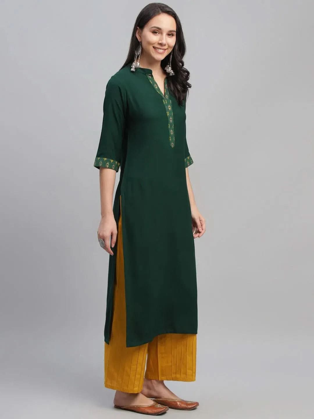 

Green Solid Rayon Kurta