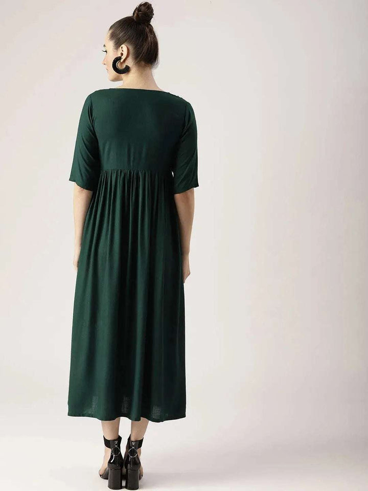 Green Solid Rayon Kurta - Libas
