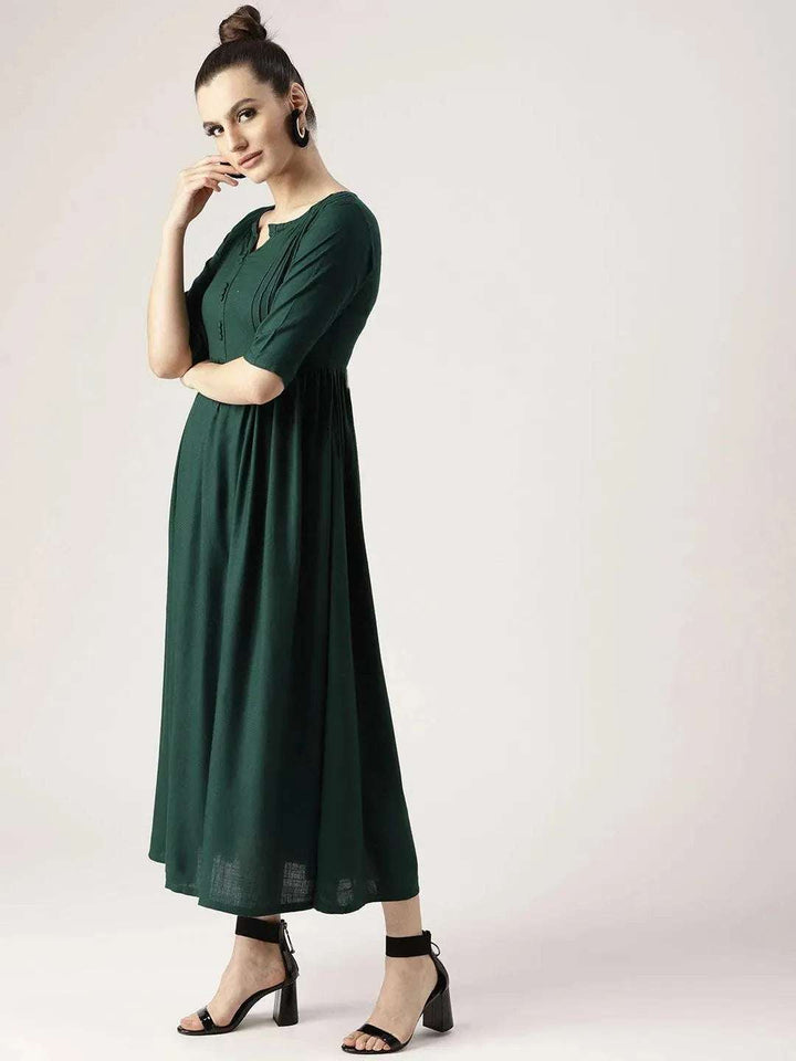 Green Solid Rayon Kurta - Libas