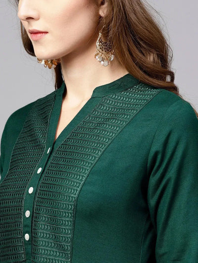 Green Solid Rayon Kurta - Libas