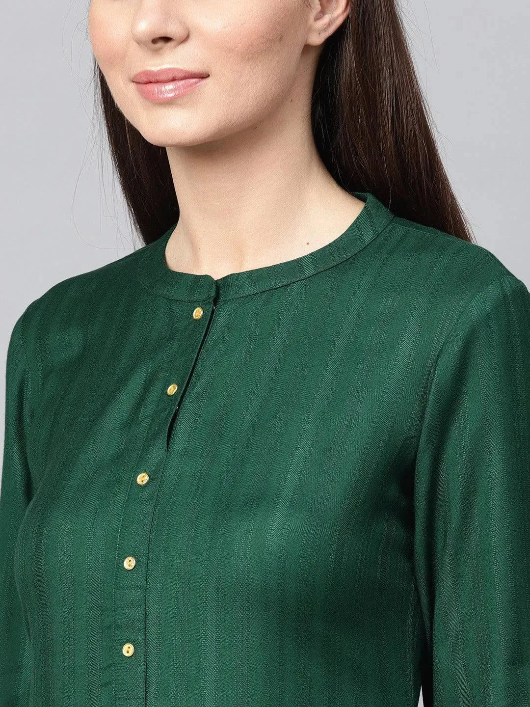 Green Solid Rayon Kurta - Libas