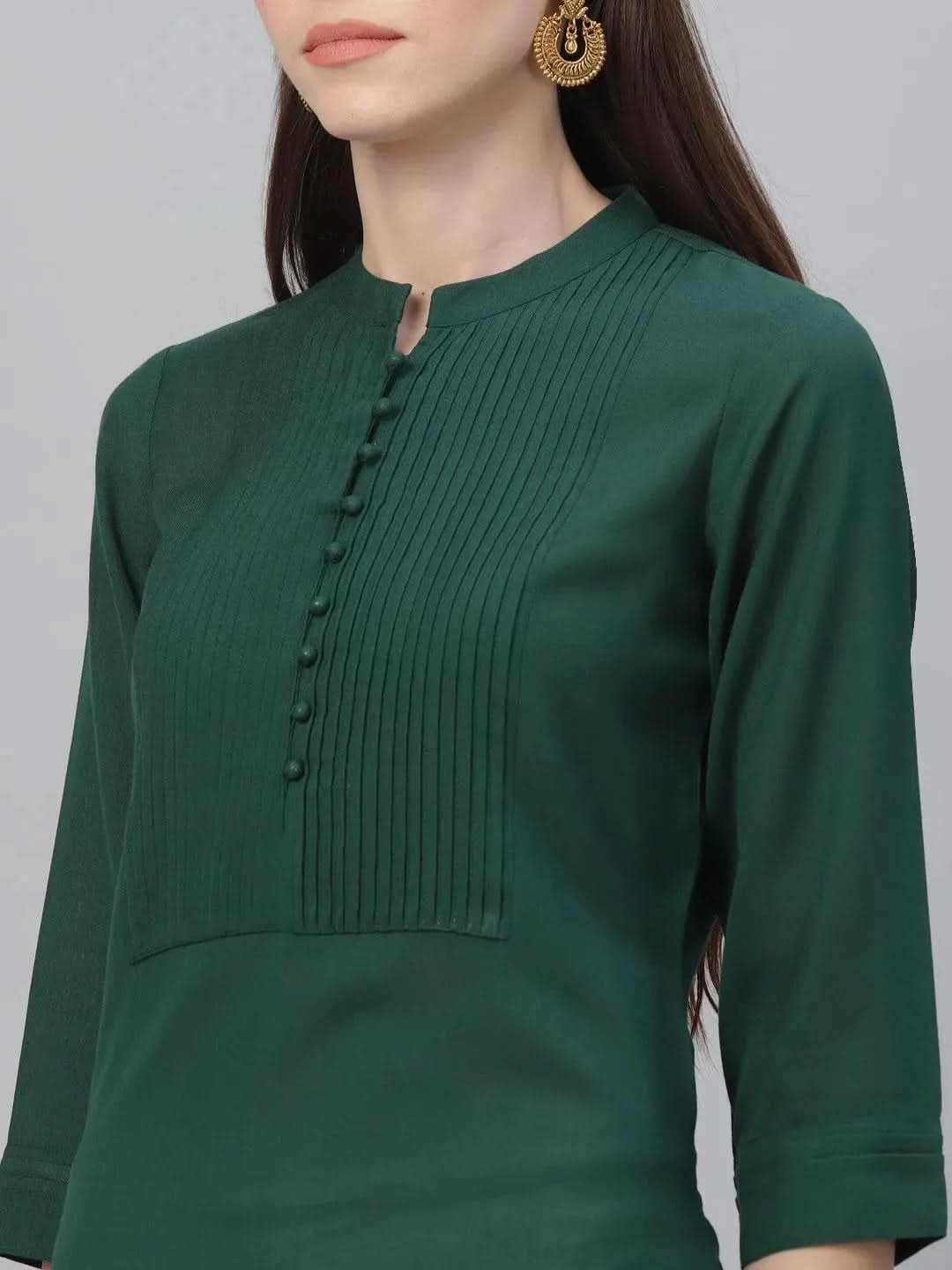Green Solid Rayon Kurta - Libas 