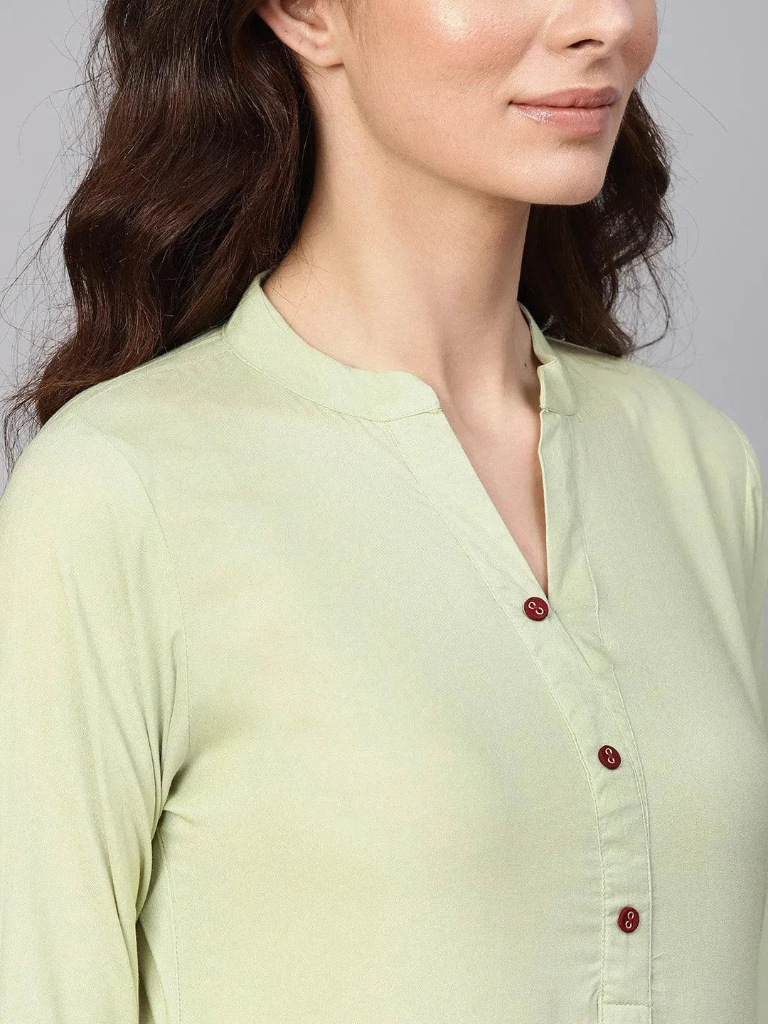 Green Solid Rayon Kurta - Libas