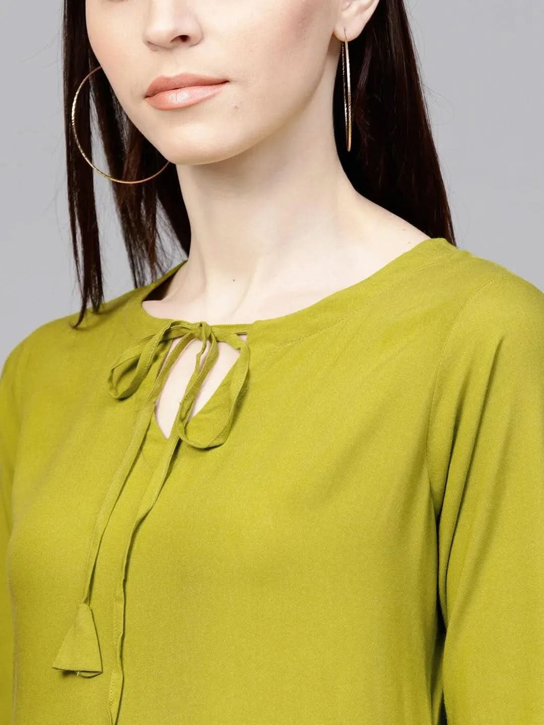 

Green Solid Rayon Kurta