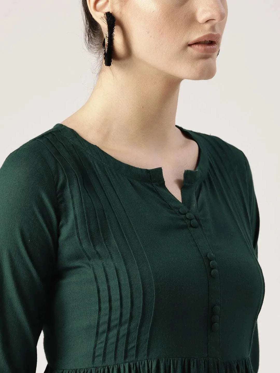 Green Solid Rayon Kurta - Libas 